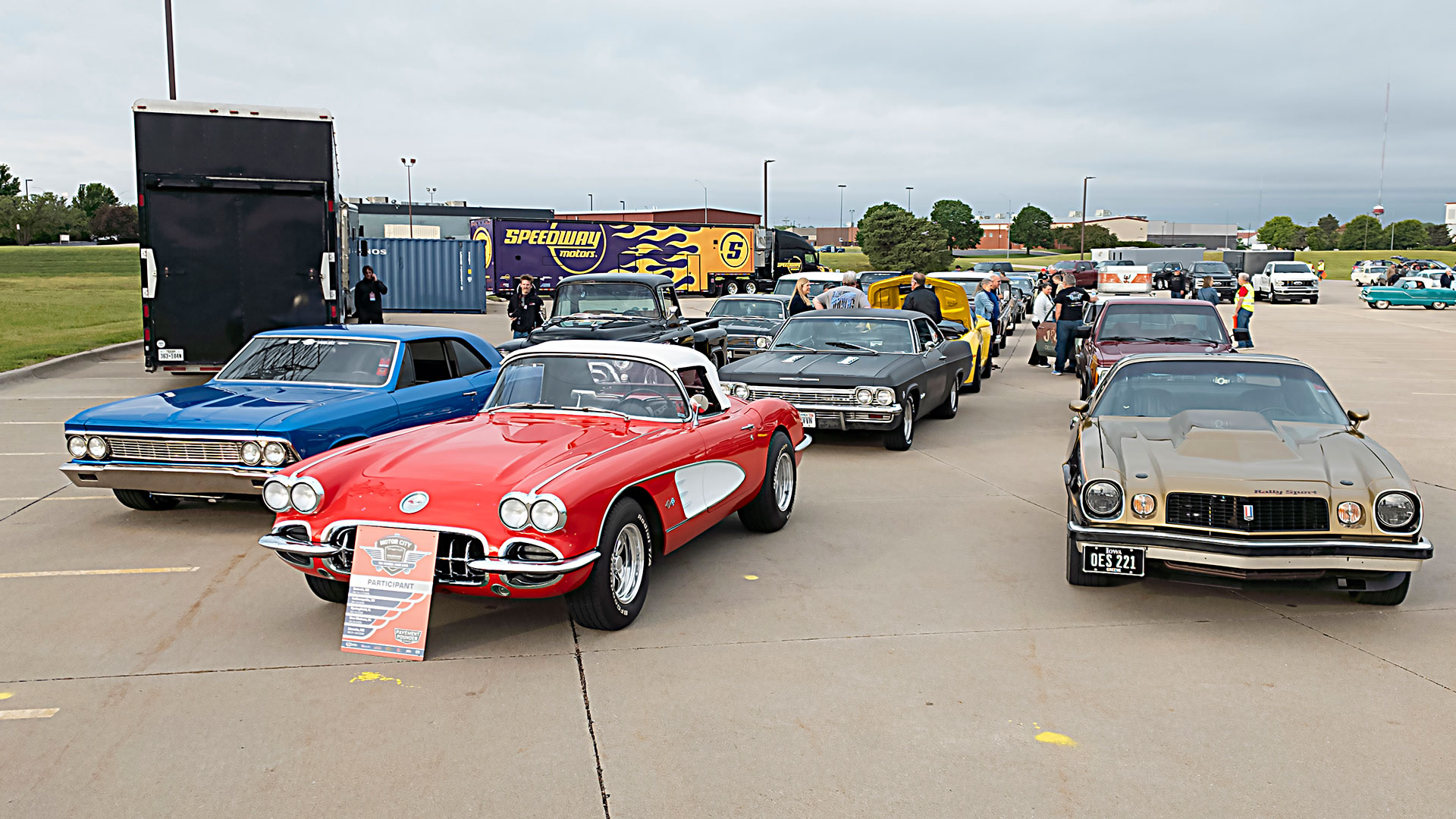 Classic cars parked