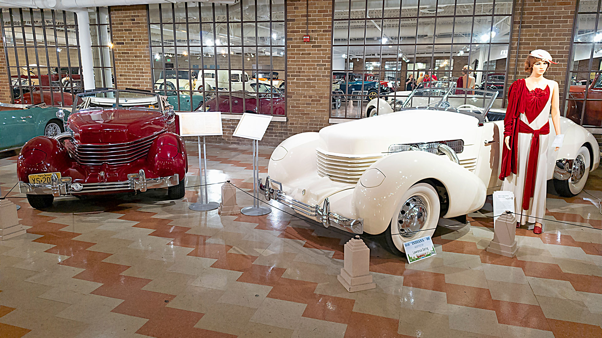 Cord automobiles inside the Auburn-Cord-Duesenberg Museum